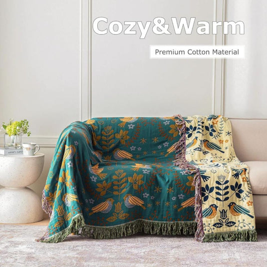 Bohemian Birdsong Reversible Blanket