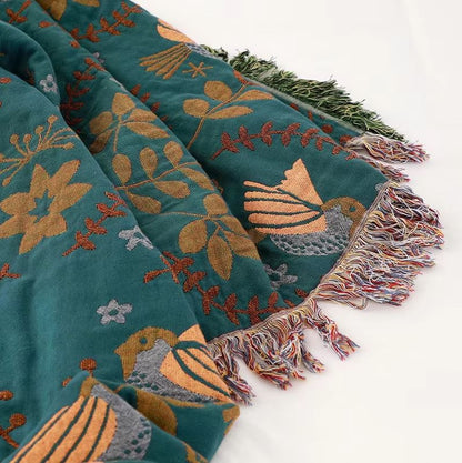 Bohemian Birdsong Reversible Blanket