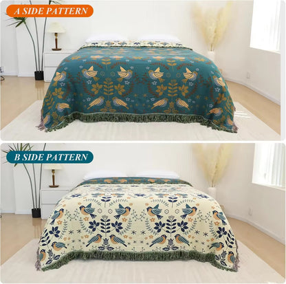 Bohemian Birdsong Reversible Blanket